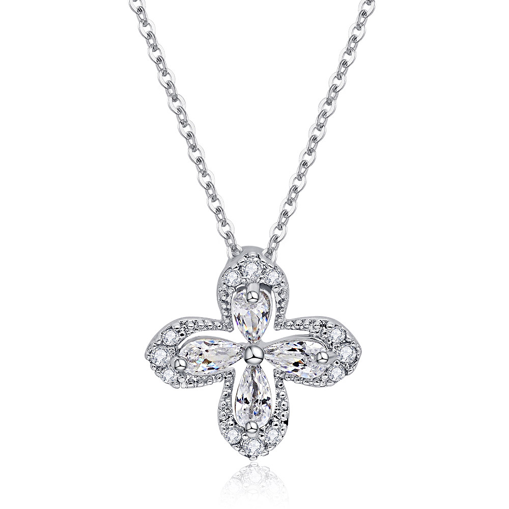 Four petal flower best sale necklace